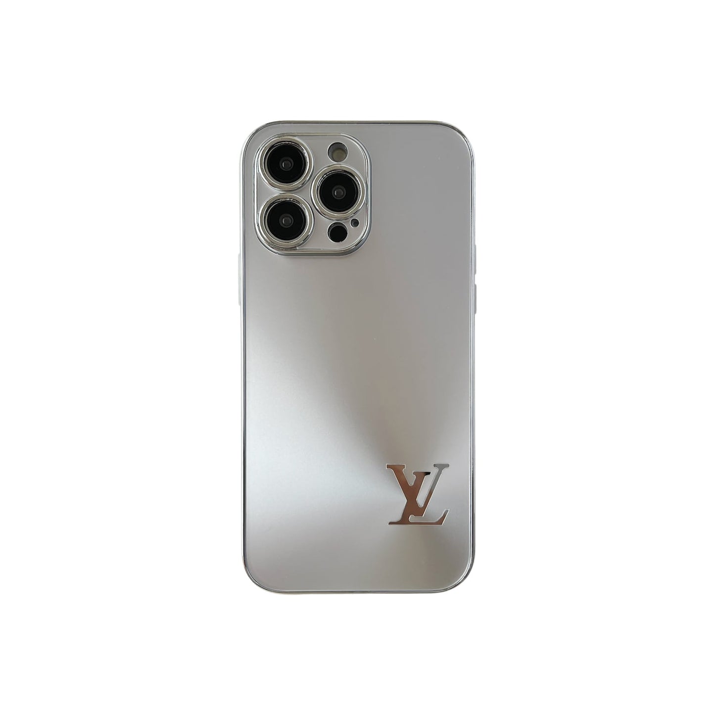 Louis Vuitton silver protective phone case with luxury designer style