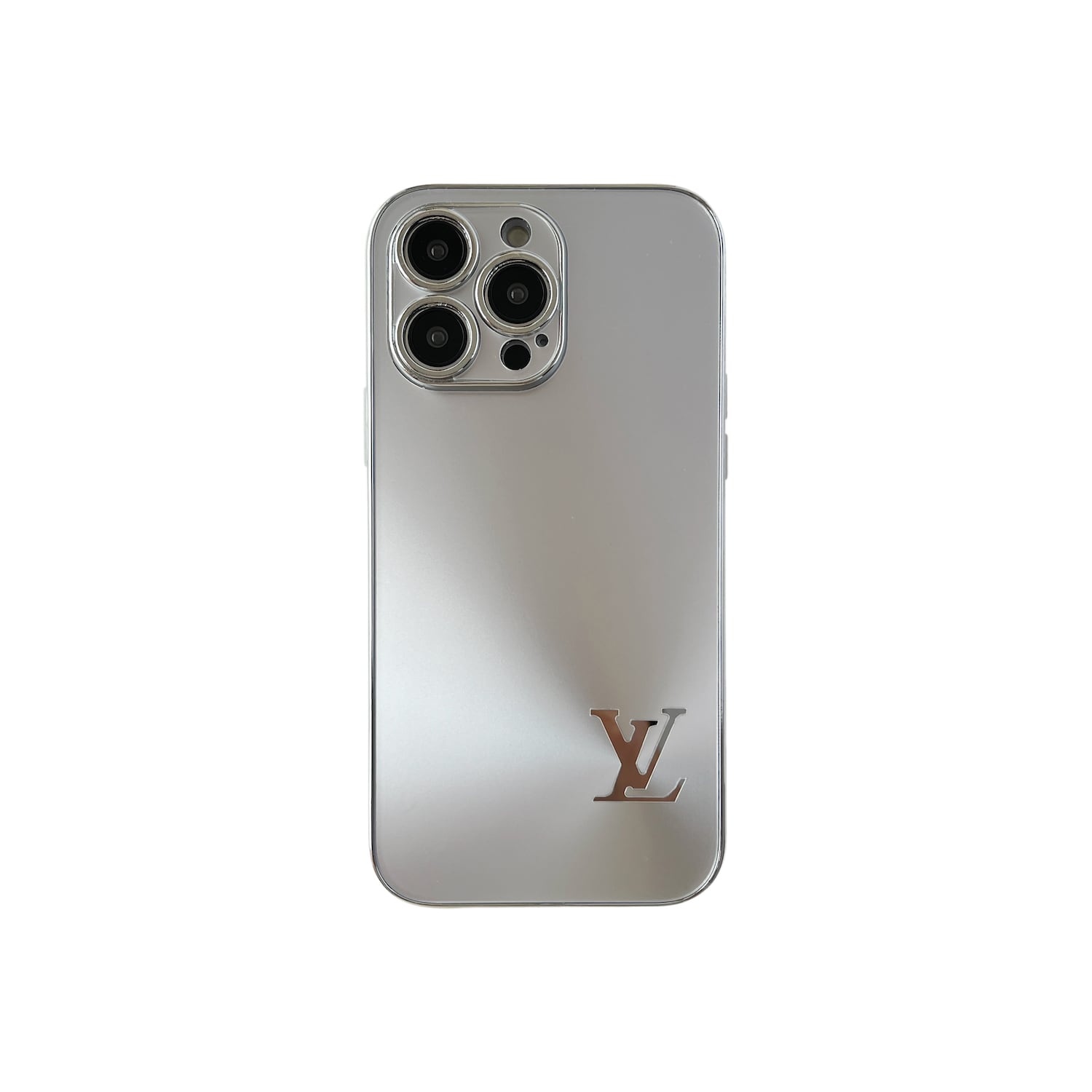 Louis Vuitton silver protective phone case with luxury designer style